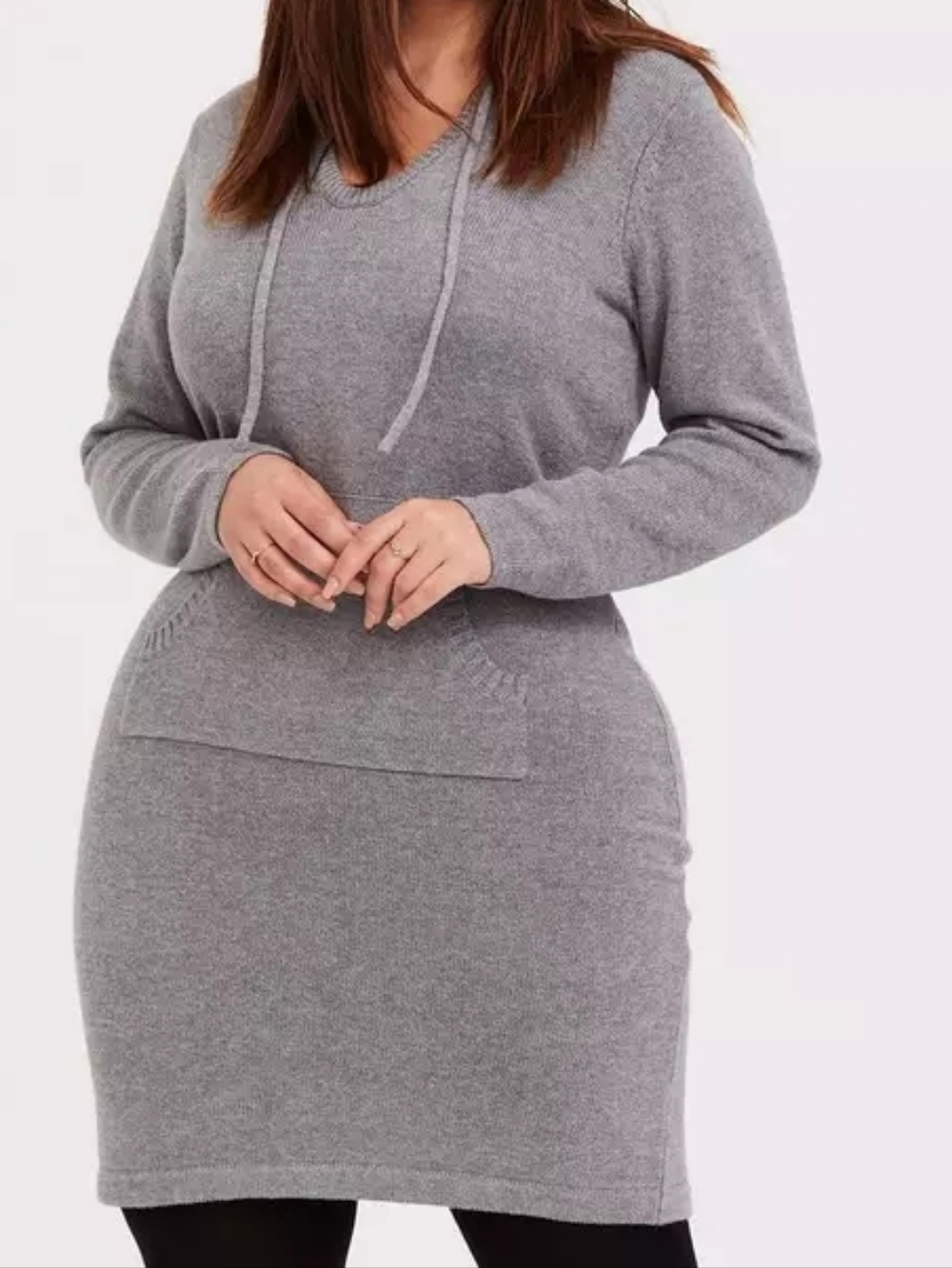 Torrid Midi Sweater Hooded Dress Grey
